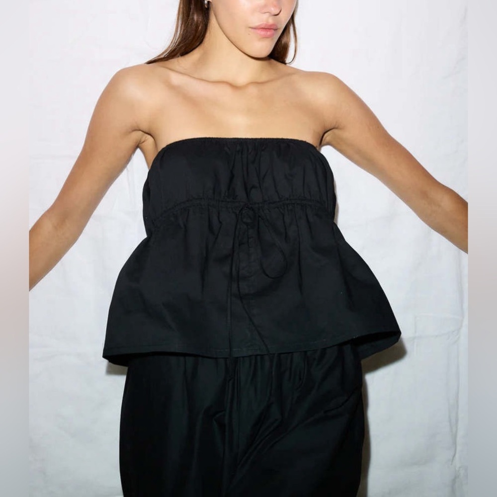 DEIJI STUDIOS STRAPLESS COTTON TOP Black Sold Out Size Medium Australia Like New